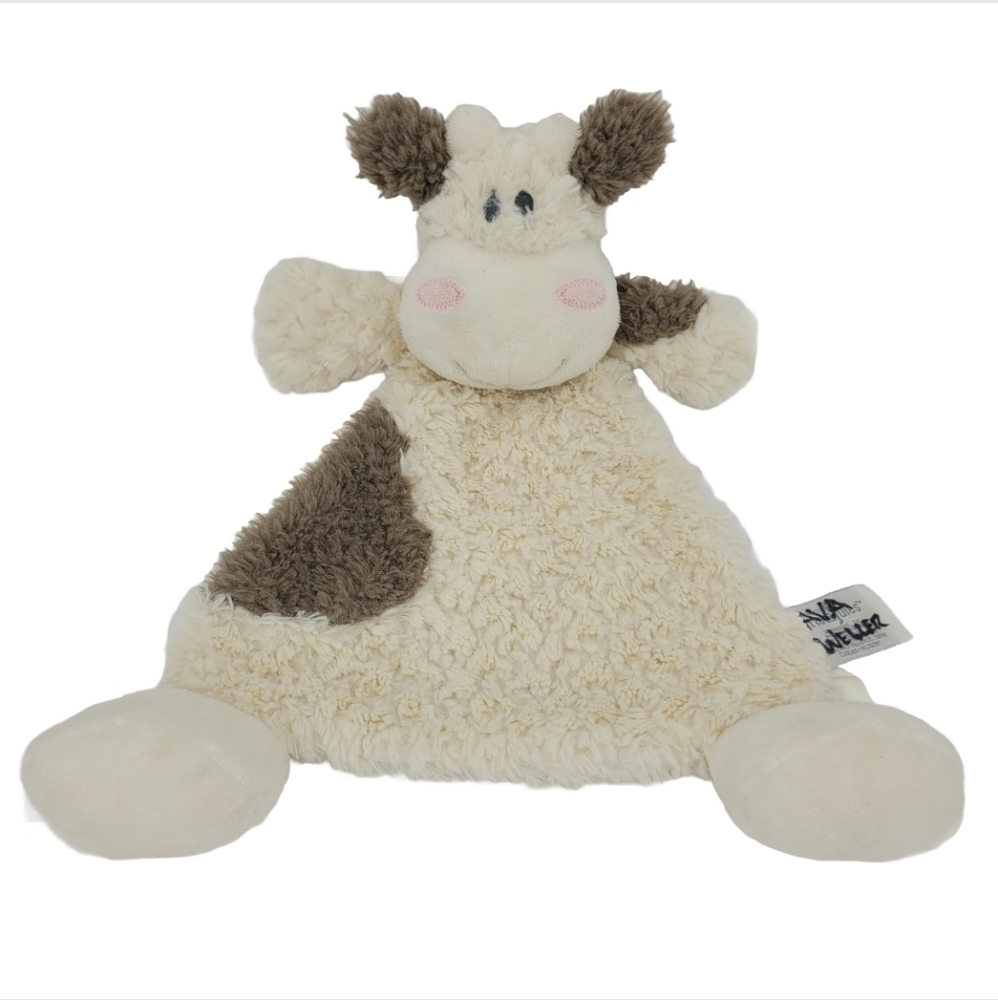 Demdaco Nat Jules Moozer Cow Lovey  Plush Rattle Security Baby Blanket Lovie